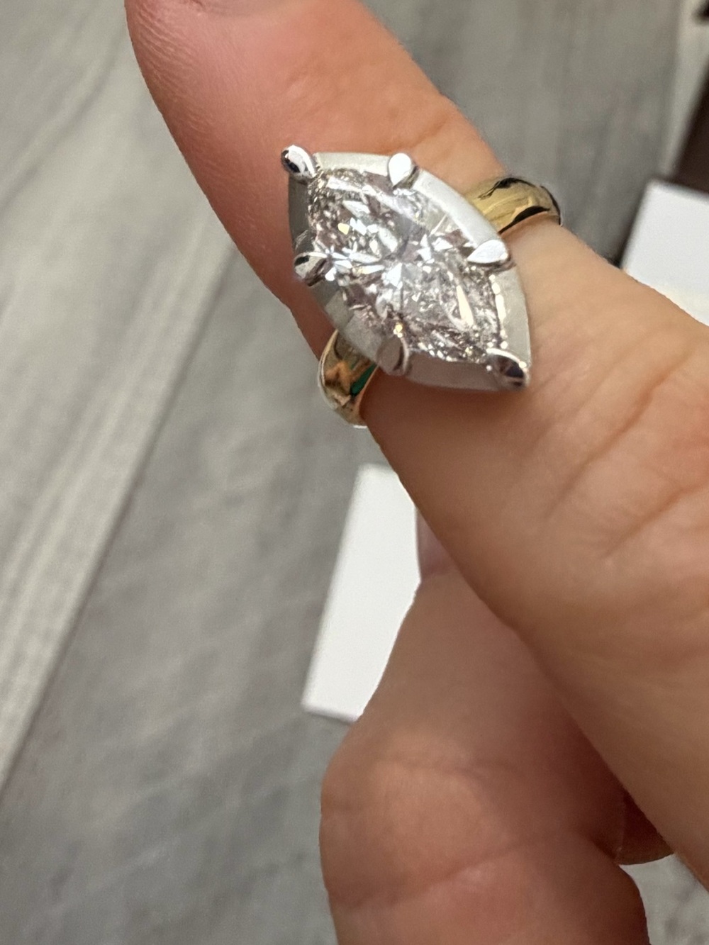 Real Fine Studio Mega Marquise Button Back Ring Size 3 Pinky Ring - Picture 9 of 15
